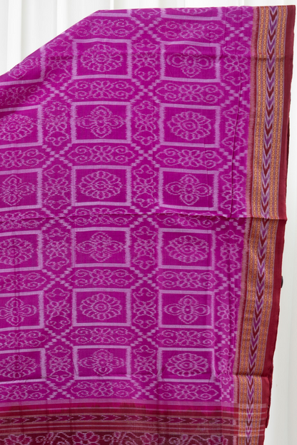 Odisha Ikkat Khandua Cotton Saree- Mauve Pink