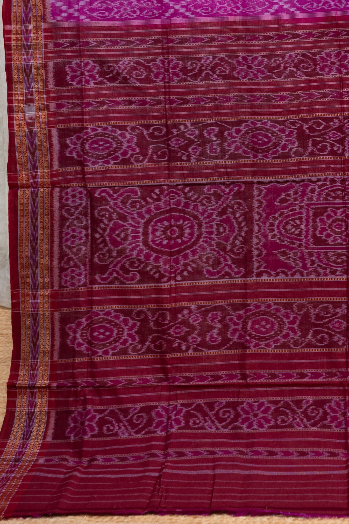 Odisha Ikkat Khandua Cotton Saree- Mauve Pink