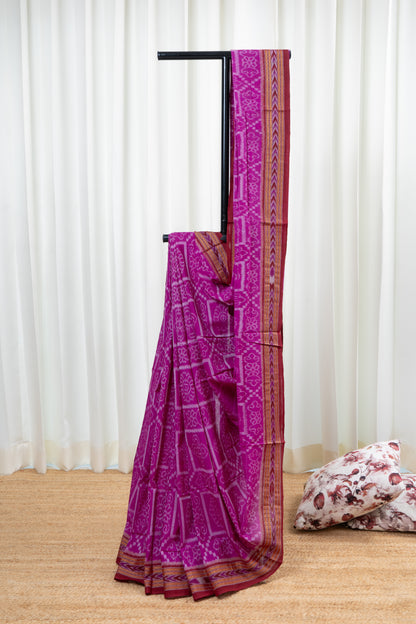 Odisha Ikkat Khandua Cotton Saree- Purple