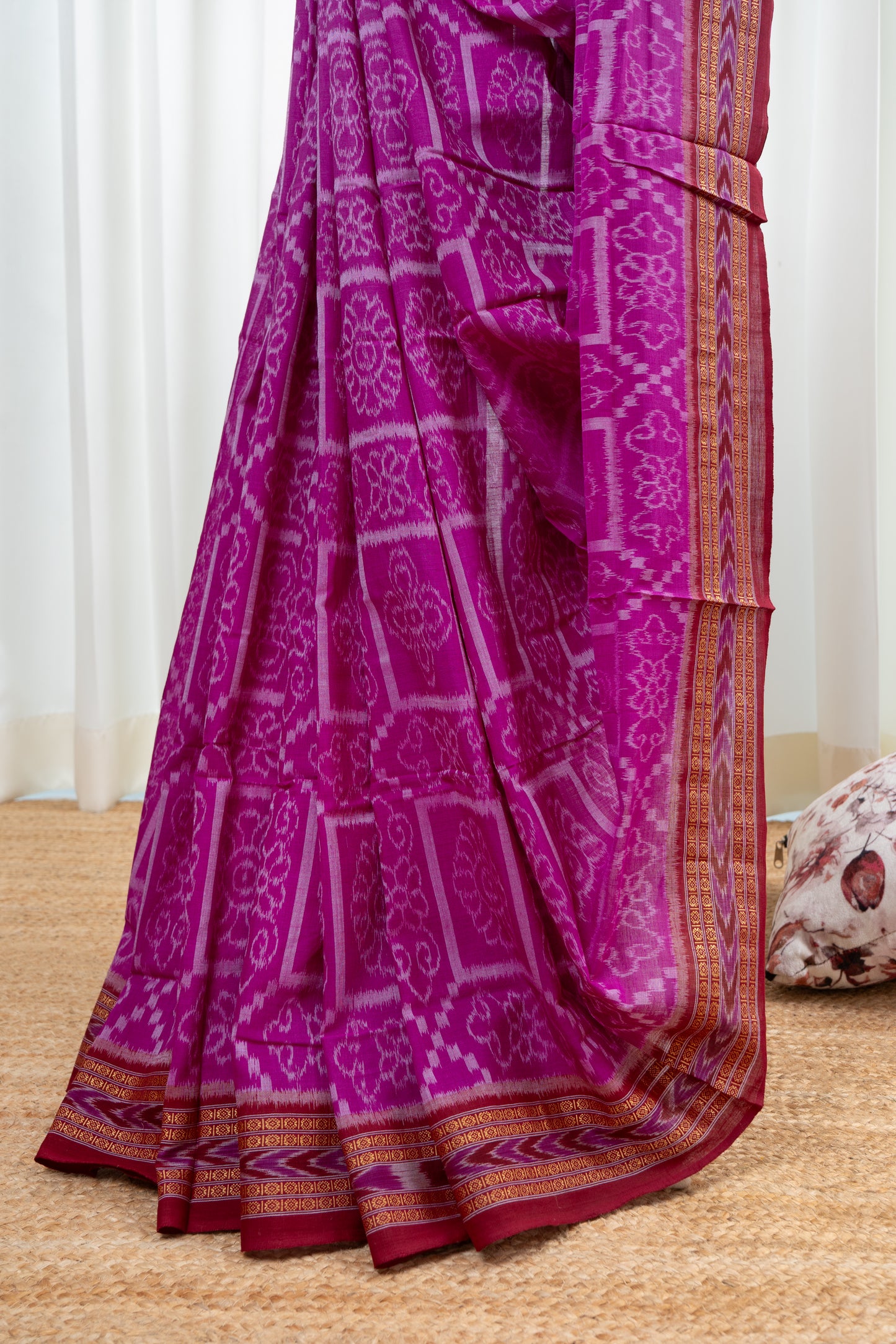 Odisha Ikkat Khandua Cotton Saree- Purple