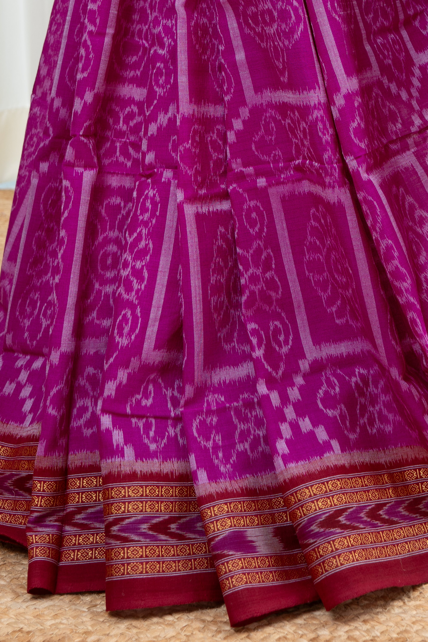 Odisha Ikkat Khandua Cotton Saree- Mauve Pink