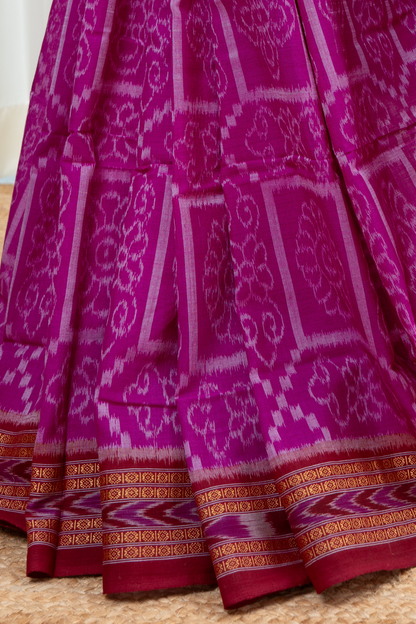 Odisha Ikkat Khandua Cotton Saree- Mauve Pink