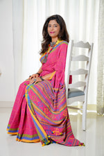 Load image into Gallery viewer, Buy Pink Kala Cotton Bhujodi Saree Online
