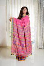 Load image into Gallery viewer, Buy Pink Kala Cotton Bhujodi Saree Online
