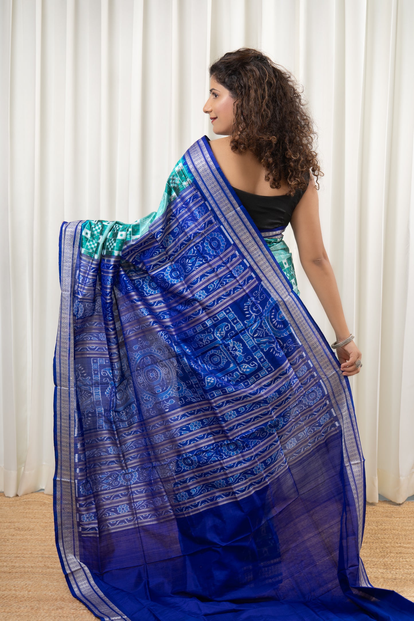 Exclusive Sambalpuri Pure Silk Saree - Sea Green