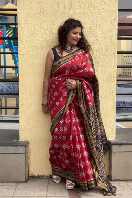 Pasapali Body Khandua Silk Saree- Maroon