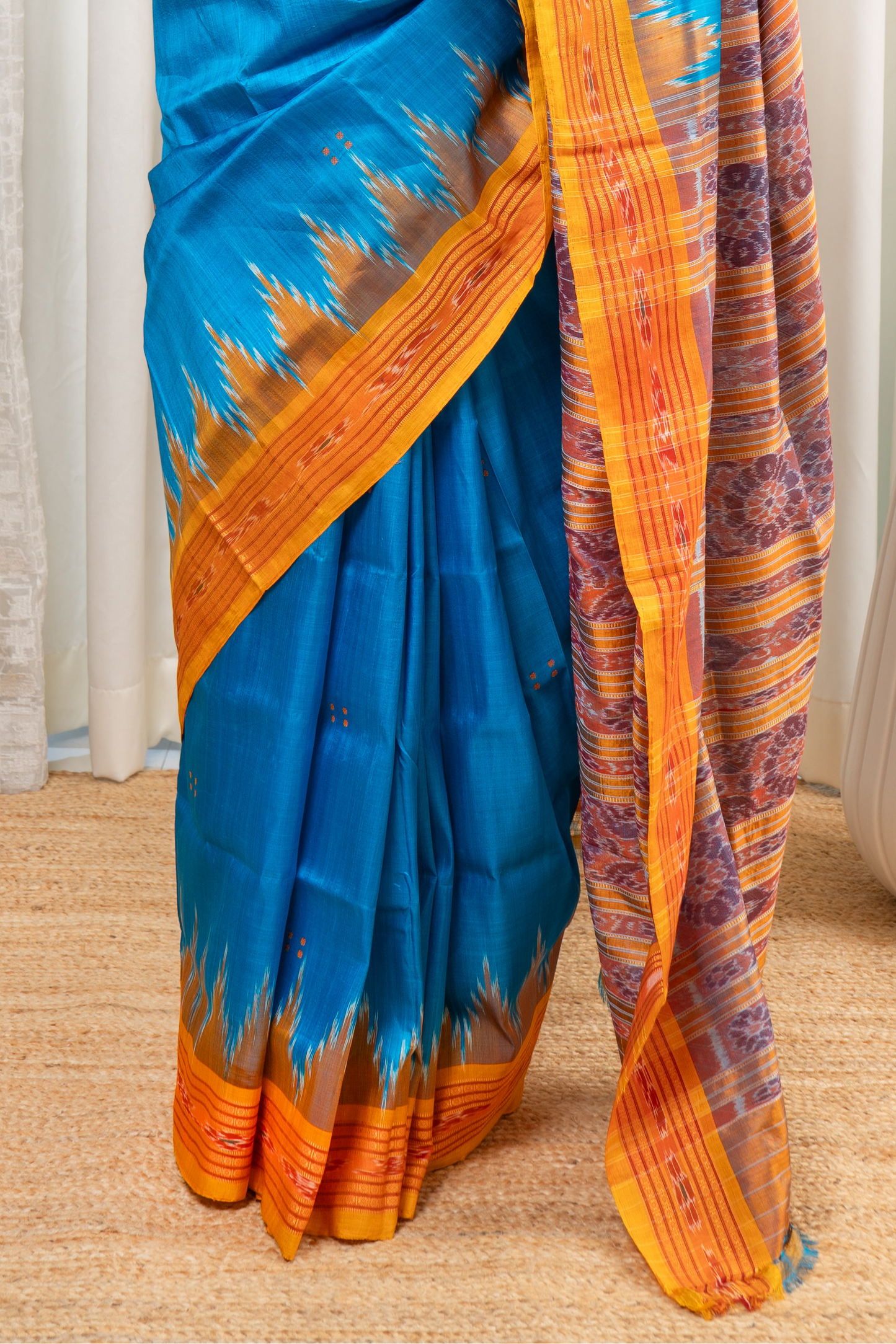 Odisha Ikkat Pure Khandua Silk Saree - Blue
