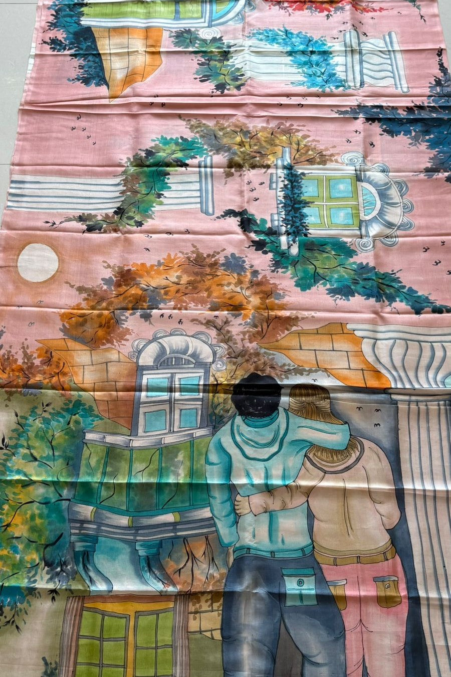 Murshidabad Pure Silk Saree Hand Painted