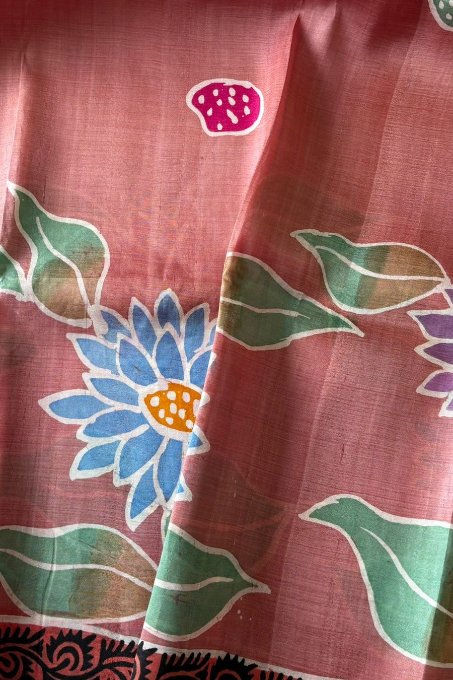 Murshidabad Pure Silk Hand Batik and Hand Painted Saree