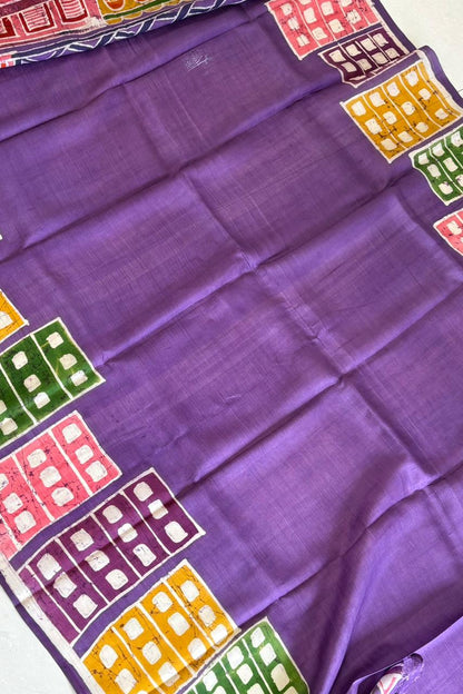 Murshidabad Pure Silk Saree Hand Batik Print