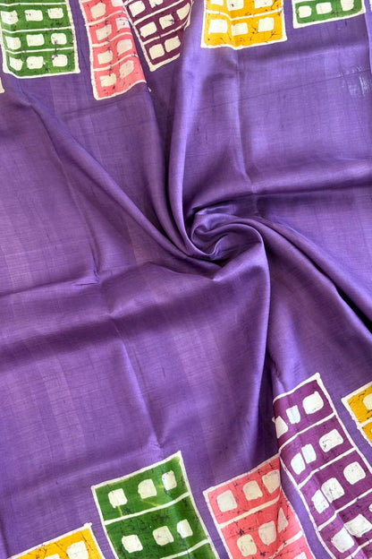 Murshidabad Pure Silk Saree Hand Batik Print