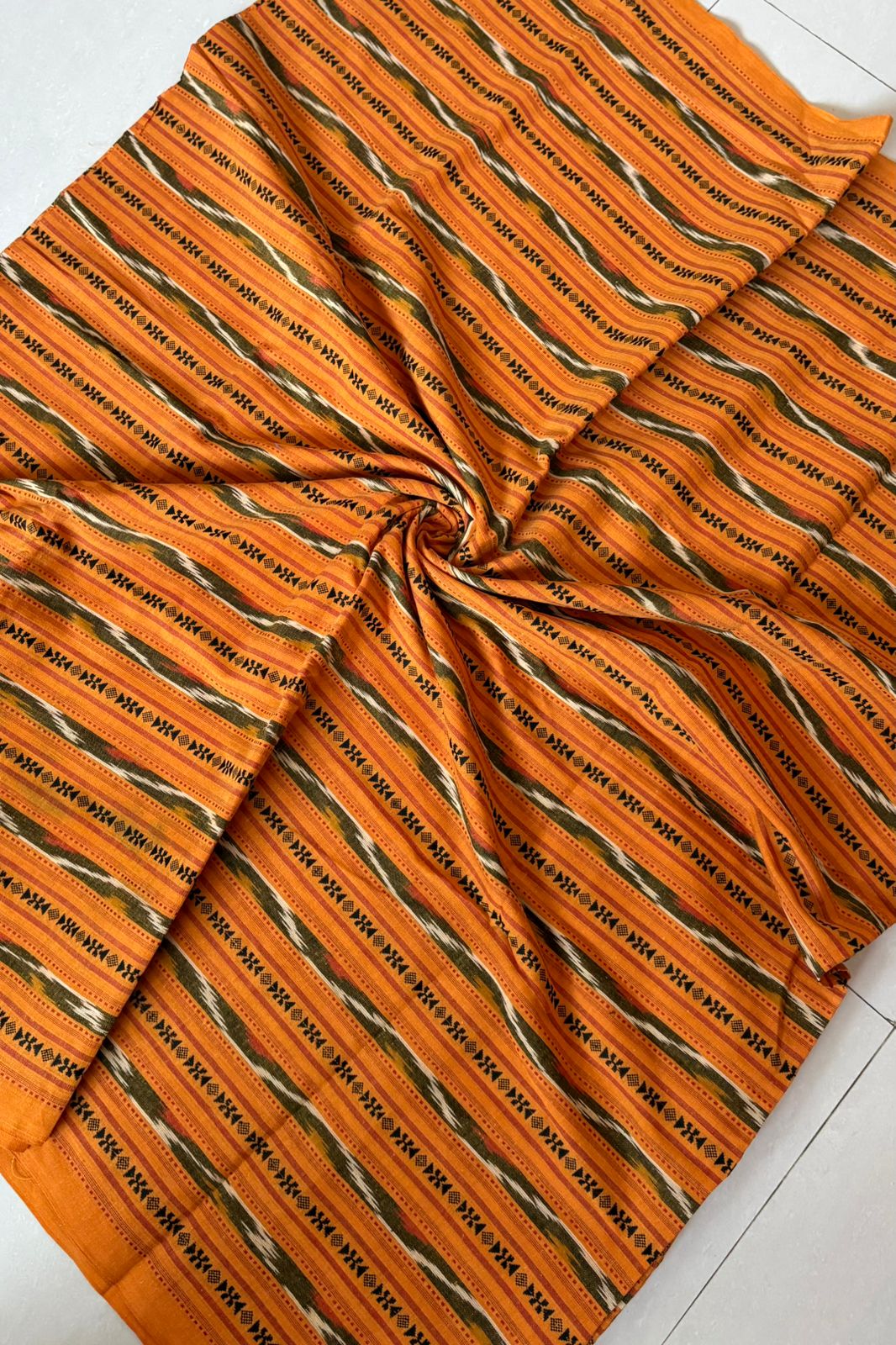 Cotton Ikkat Blouse Piece- Mustard
