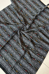 Cotton Ikkat Blouse Piece- Charcoal