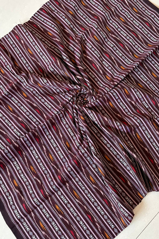 Cotton Ikkat Blouse Piece- Coffee