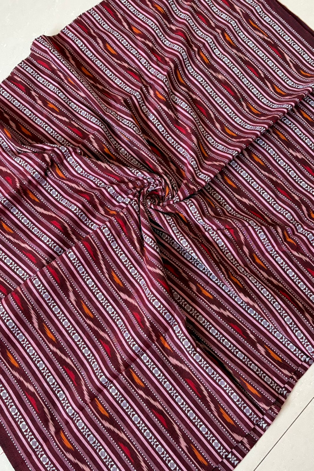 Cotton Ikkat Blouse Piece- Maroon