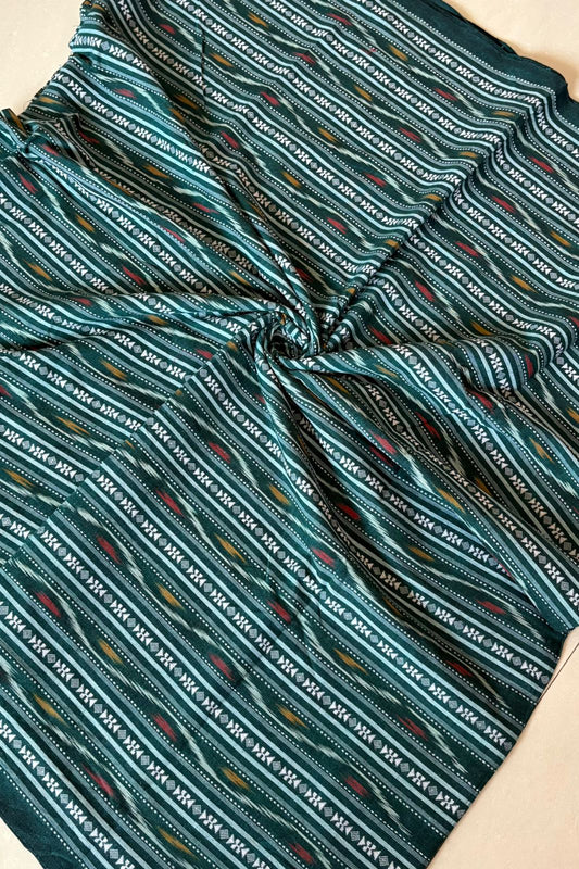 Cotton Ikkat Blouse Piece- Rama Green