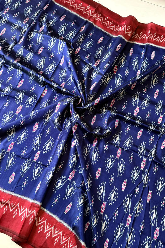 Odisha Ikkat Khandua Pure Silk Saree- Navy blue