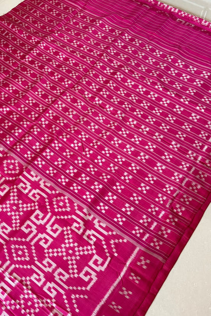 Exclusive Odisha Ikkat Khandua Pure Silk Saree- Pink