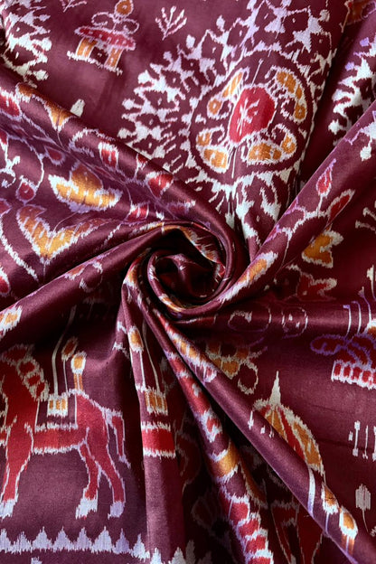 Exclusive Sambalpuri Pure Silk Saree - Coffee- Red