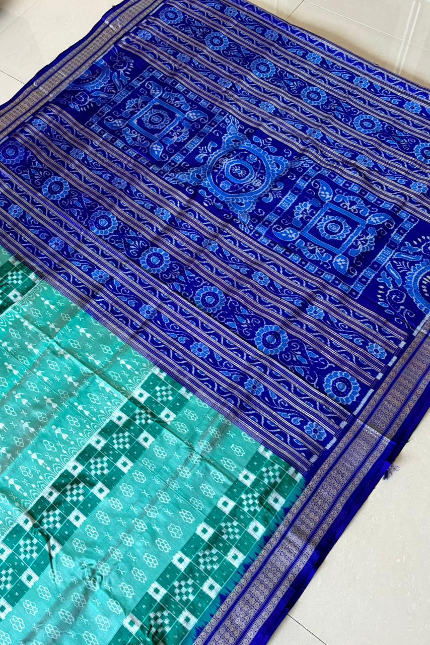 Exclusive Sambalpuri Pure Silk Saree - Sea Green