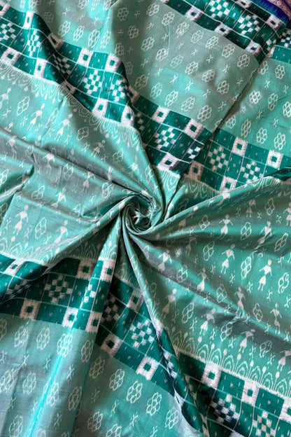 Exclusive Sambalpuri Pure Silk Saree - Sea Green
