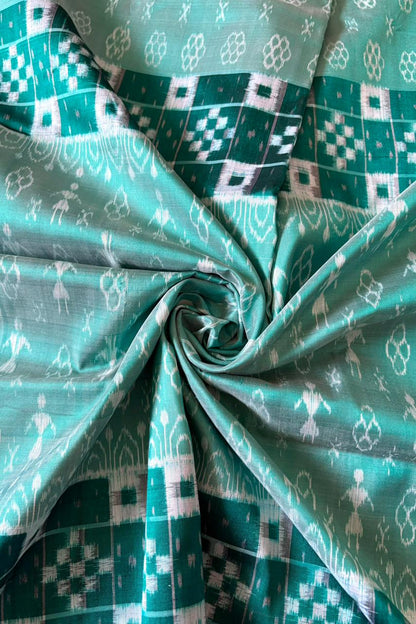 Exclusive Sambalpuri Pure Silk Saree - Sea Green