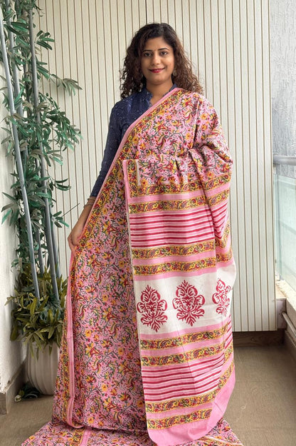 Hand Block Print Pure Cotton Saree