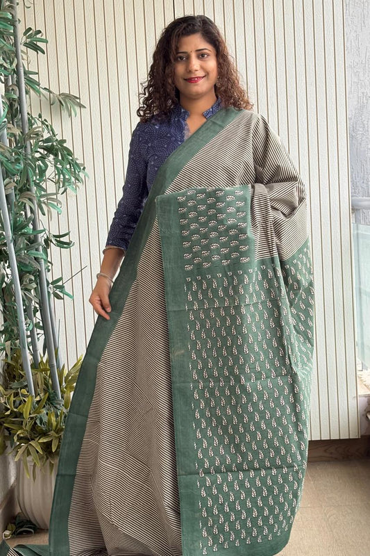 Hand Block Print Pure Cotton Saree