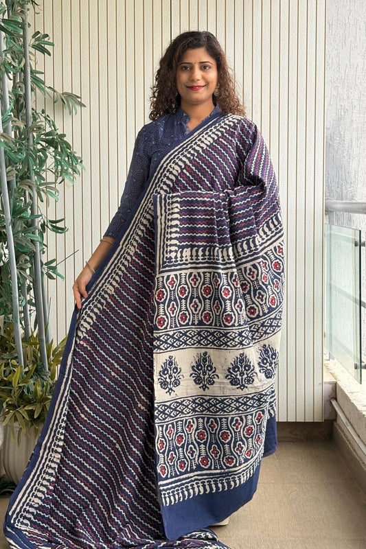 Hand Block Print Pure Cotton Saree