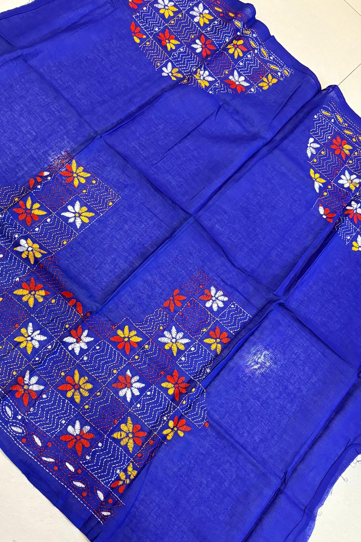 Cotton Kantha Work Blouse Piece- Code 49
