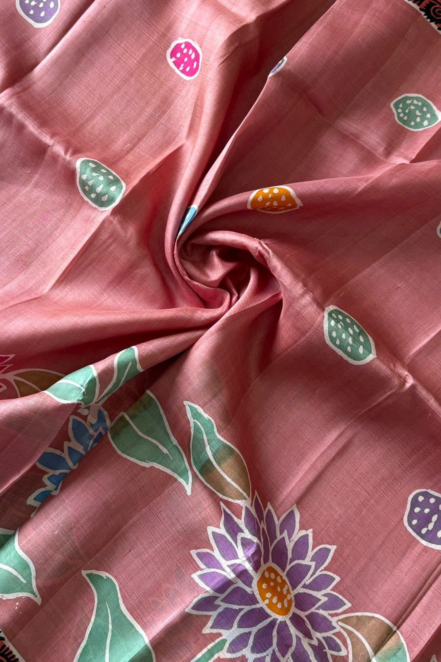 Murshidabad Pure Silk Hand Batik and Hand Painted Saree