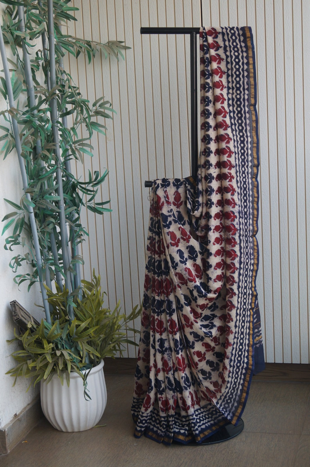 Hand Block Print Silk-Cotton Saree