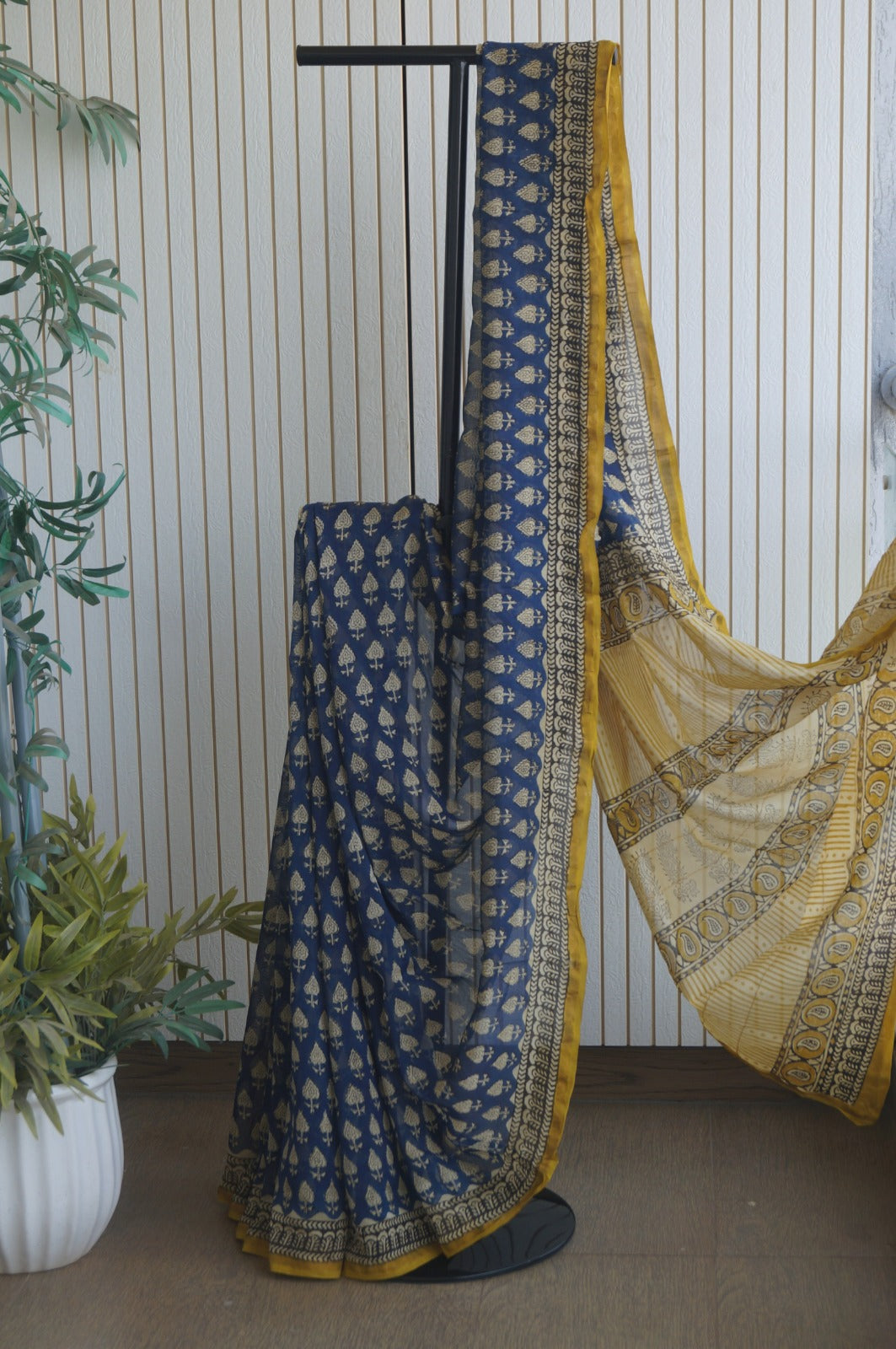 Hand Block Print Silk-Cotton Saree
