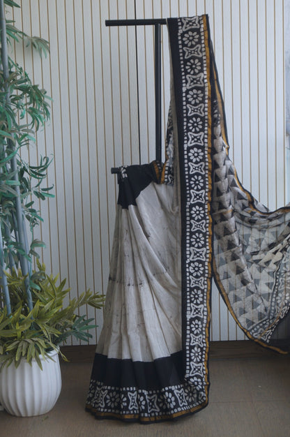 Hand Block Print Silk-Cotton Saree