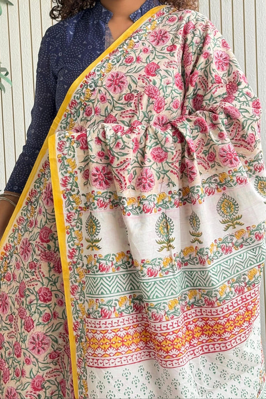 Hand Block Print Pure Cotton Saree