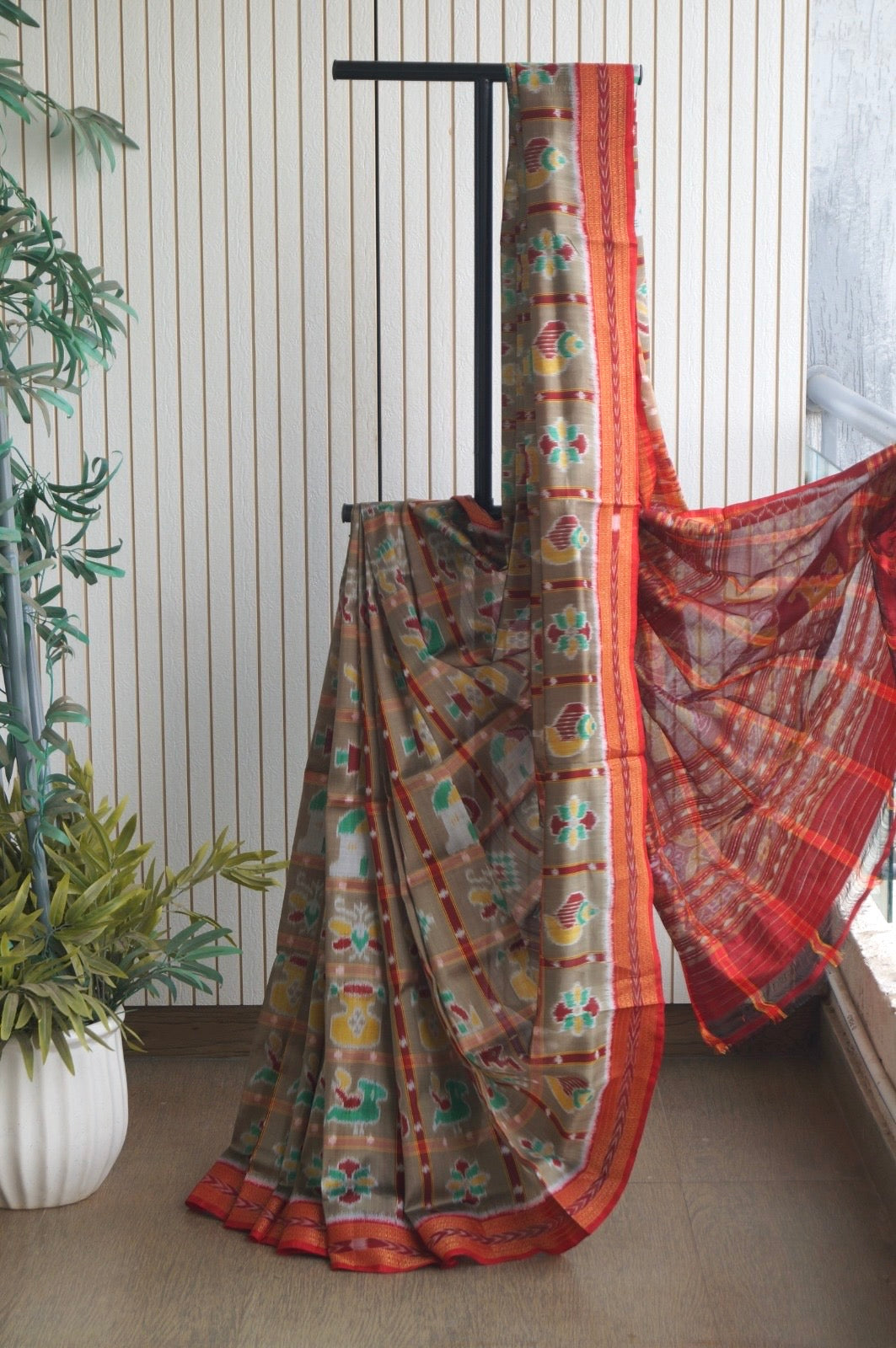 Nabakothi Khandua Silk Saree: Antique Henna Gold