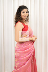 Banarasi Chiffon-Georgette Saree- Mauve Pink Saree