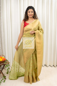 Banarasi Chiffon-Georgette Saree- Pista Green Saree