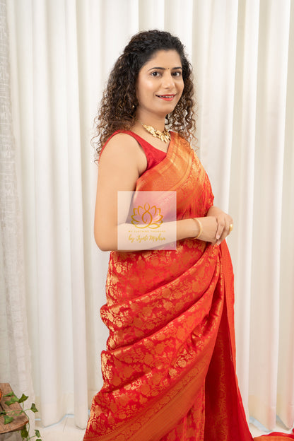 Banarasi Chiffon-Georgette Saree- Red Saree