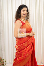 Load image into Gallery viewer, Banarasi Chiffon-Georgette Saree- Red Saree
