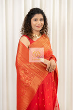 Load image into Gallery viewer, Banarasi Chiffon-Georgette Saree- Red Saree
