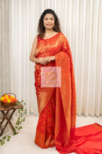 Load image into Gallery viewer, Banarasi Chiffon-Georgette Saree- Red Saree
