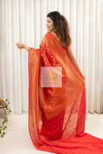 Load image into Gallery viewer, Banarasi Chiffon-Georgette Saree- Red Saree
