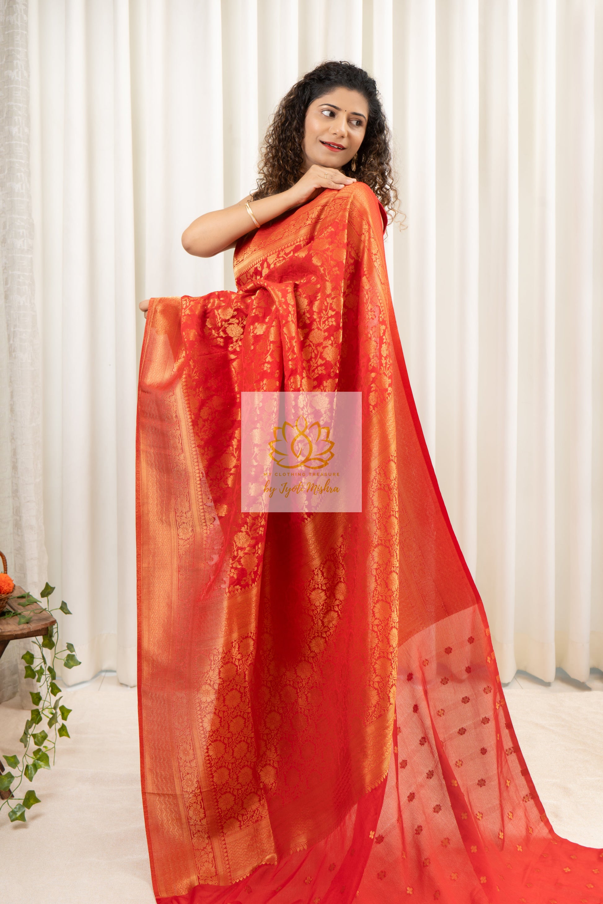 Banarasi Chiffon-Georgette Saree- Red Saree