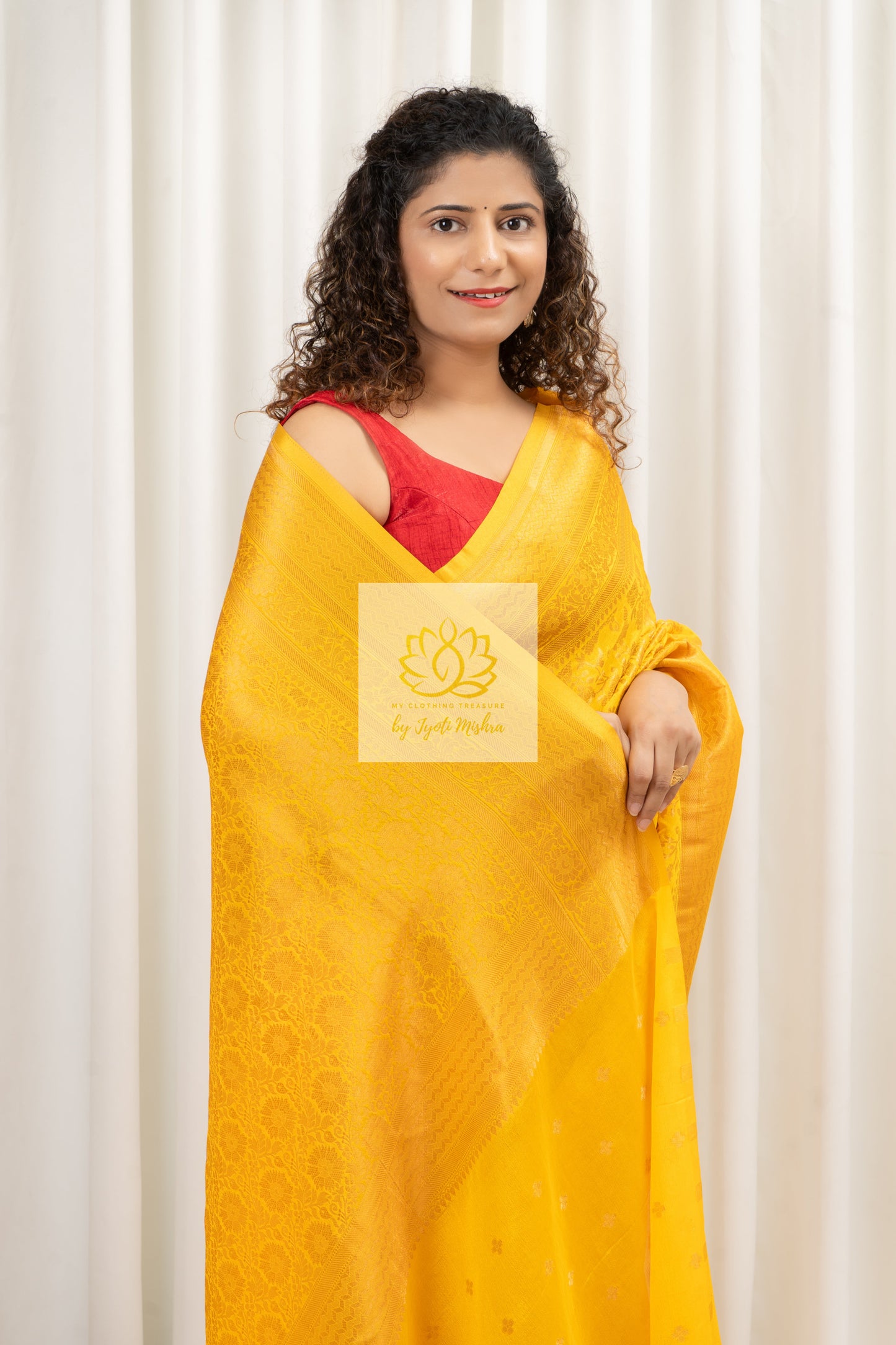 Banarasi Chiffon-Georgette Saree- Yellow Saree