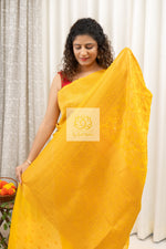 Load image into Gallery viewer, Banarasi Chiffon-Georgette Saree- Yellow Saree
