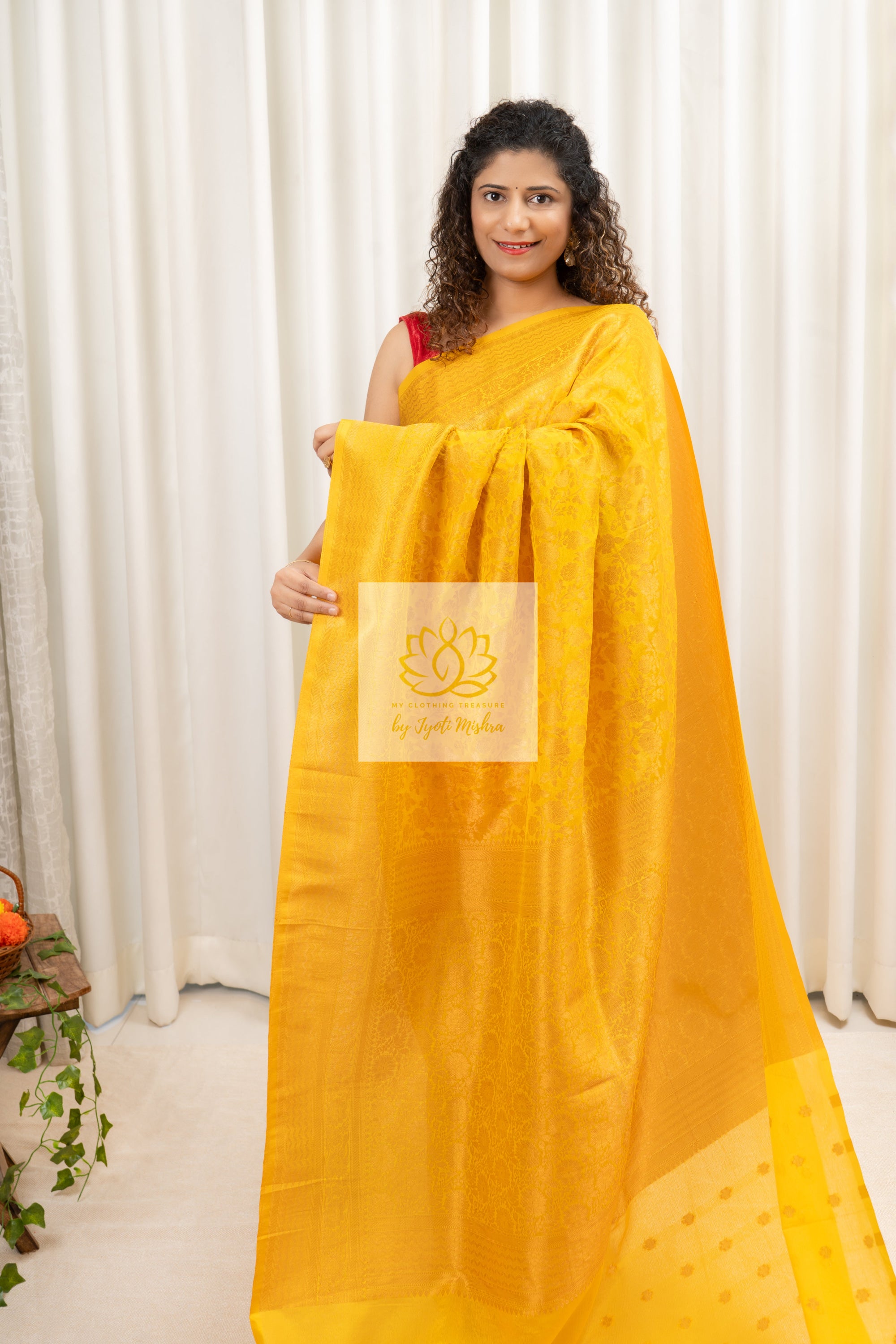 Banarasi Chiffon-Georgette Saree- Yellow Saree