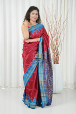 Load image into Gallery viewer, Bandha Border Khandua Ikkat Silk Saree - Maroon
