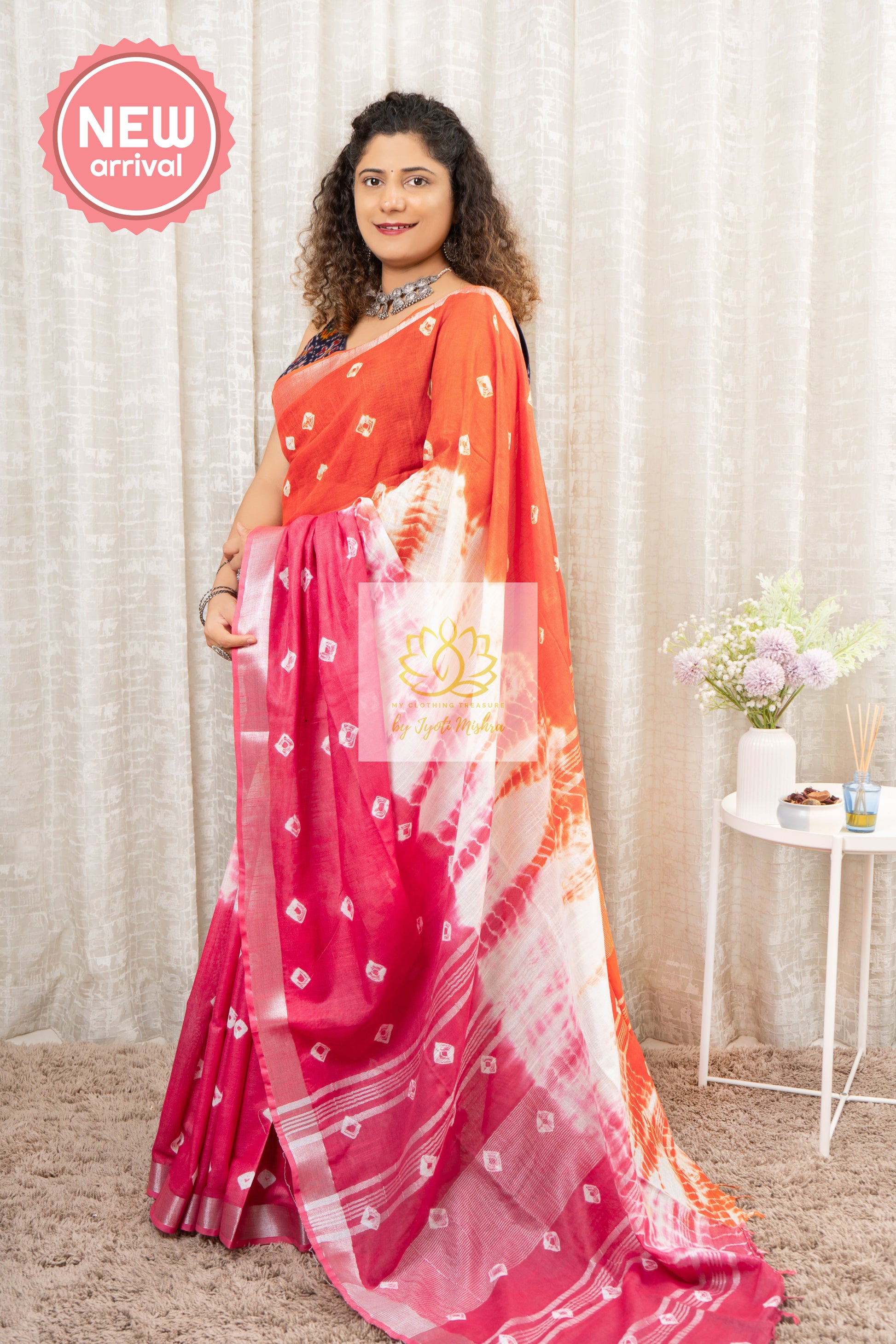 Bhagalpuri Pure Linen Saree- Multi Color Saree