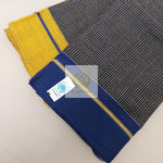 Load image into Gallery viewer, Black Patteda Anchu Cotton Saree With Ganga Jamuna Border- Navy Yellow
